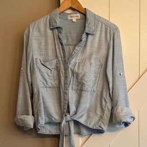 Cloth and stone Light Blue Casual Button Down Shirt
